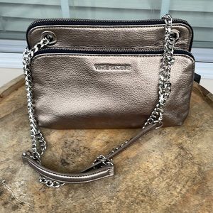 Vince Camuto Leather Cross Body Purse - Bronze/Silver